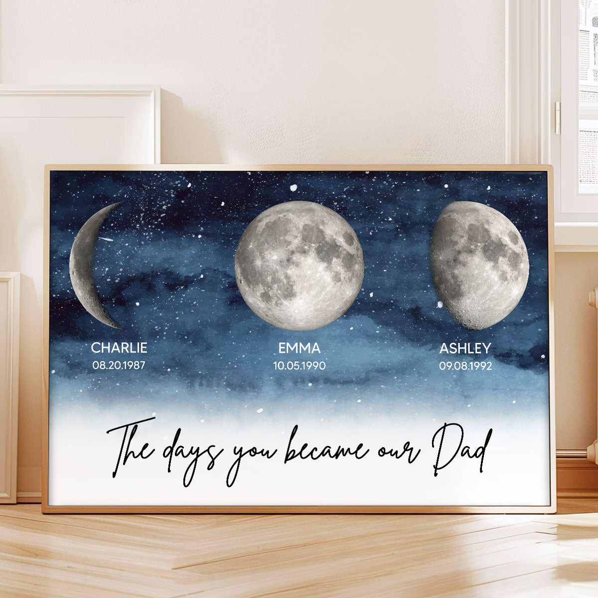 Starry Night Custom Birth Moon Phase The Days You Became Our Dad - Personalized Poster - Gift For Dad, Gift For Husband, Gift For Grandpa
