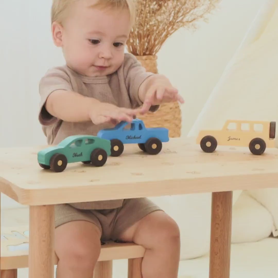 Collect Wooden Cars With Names, Sensory Toys For Toddlers, Baby Birthday Gift, Wooden Truck Toy, Personalized Gift For Kids, First Christmas