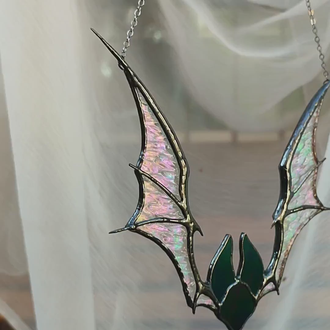 Stained Glass Bat Suncatcher. Gothic Halloween Decor with Wings. Unique Spooky Window Decoration. Perfect Halloween Bat Gift for Friends