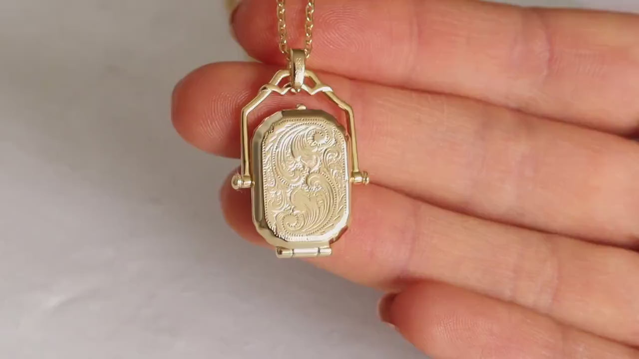Gold Victorian Locket Necklace: Personalized Photo Pendant Memorial Gift