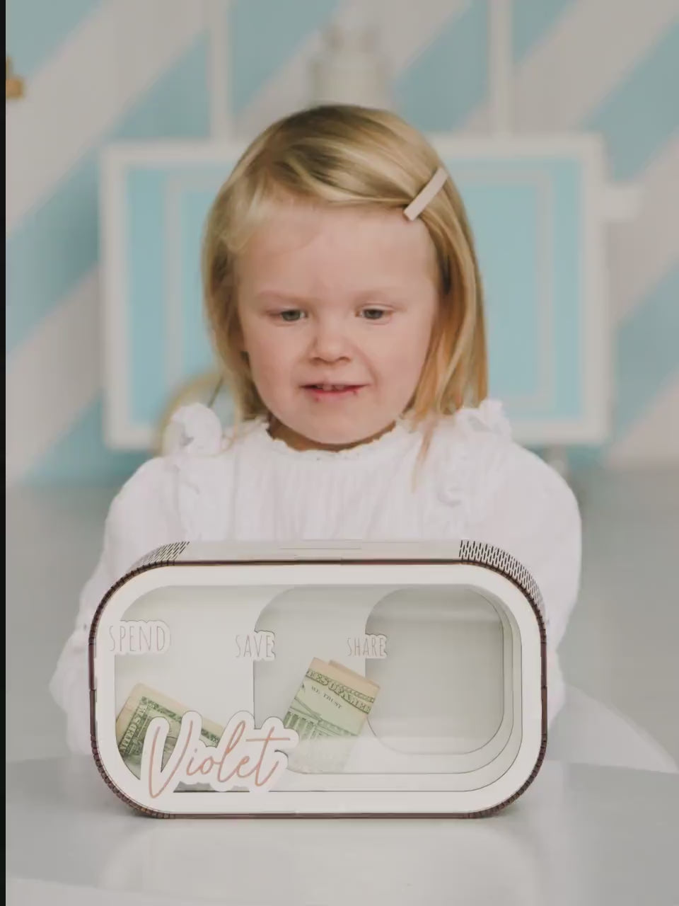 Personalized Wooden Piggy Bank: Montessori Savings Box for Kids