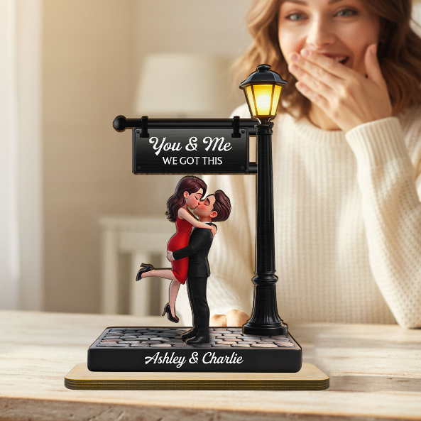 Timeless Love Under The Light - Personalized 2-Layered Wooden Plaque - Heartfelt Anniversary Gift, Wedding Gift For Couple, For Him, For Her
