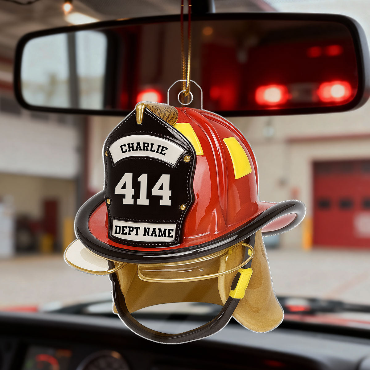 3D Effect Firefighter Helmet - Personalized Acrylic Ornament- Gift For Firefighter