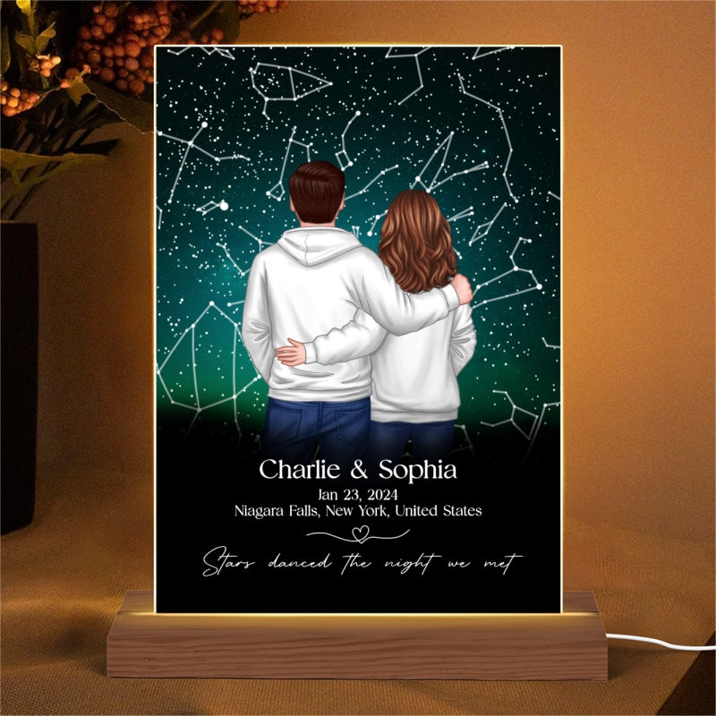 Stars Danced The Night We Met Couple Custom Star Map By Date Personalized LED, Heartfelt Anniversary Gift Wedding Gift Just Because Gift For Couple, For Her, For Him