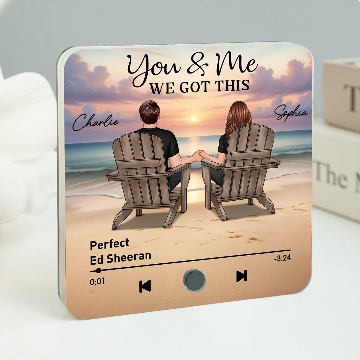 Couple Back View At Beach Favorite Song Personalized Music Fridge Magnet,  Gift For Couple