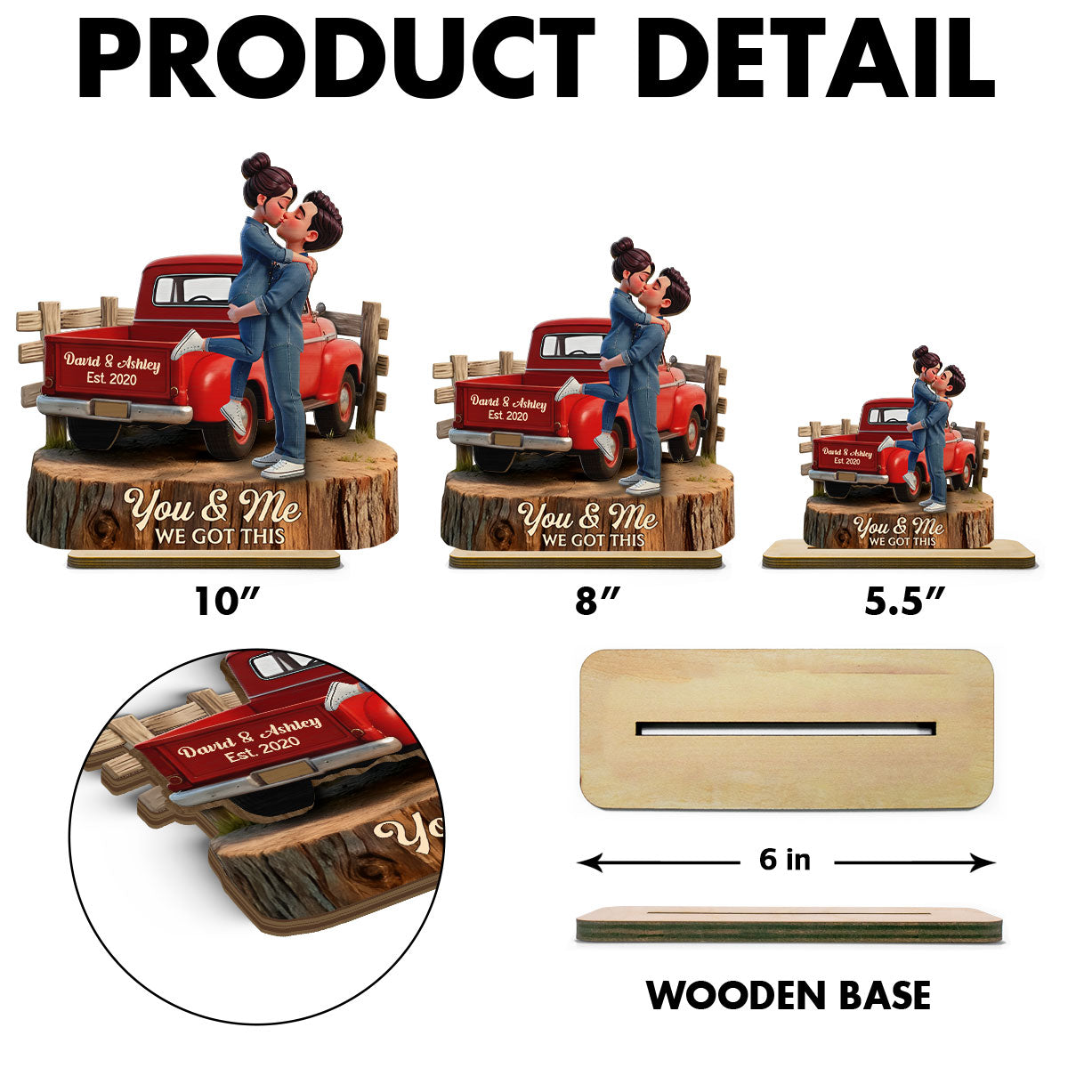 Romantic Couple Pickup Truck You & Me We Got This - Personalized 2-Layered Wooden Plaque - Anniversary Gift, Wedding Gift For Couple, Farmhouse Decor