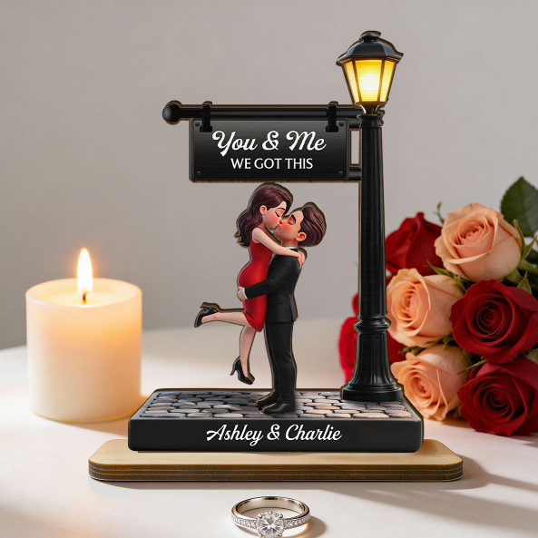 Timeless Love Under The Light - Personalized 2-Layered Wooden Plaque - Heartfelt Anniversary Gift, Wedding Gift For Couple, For Him, For Her