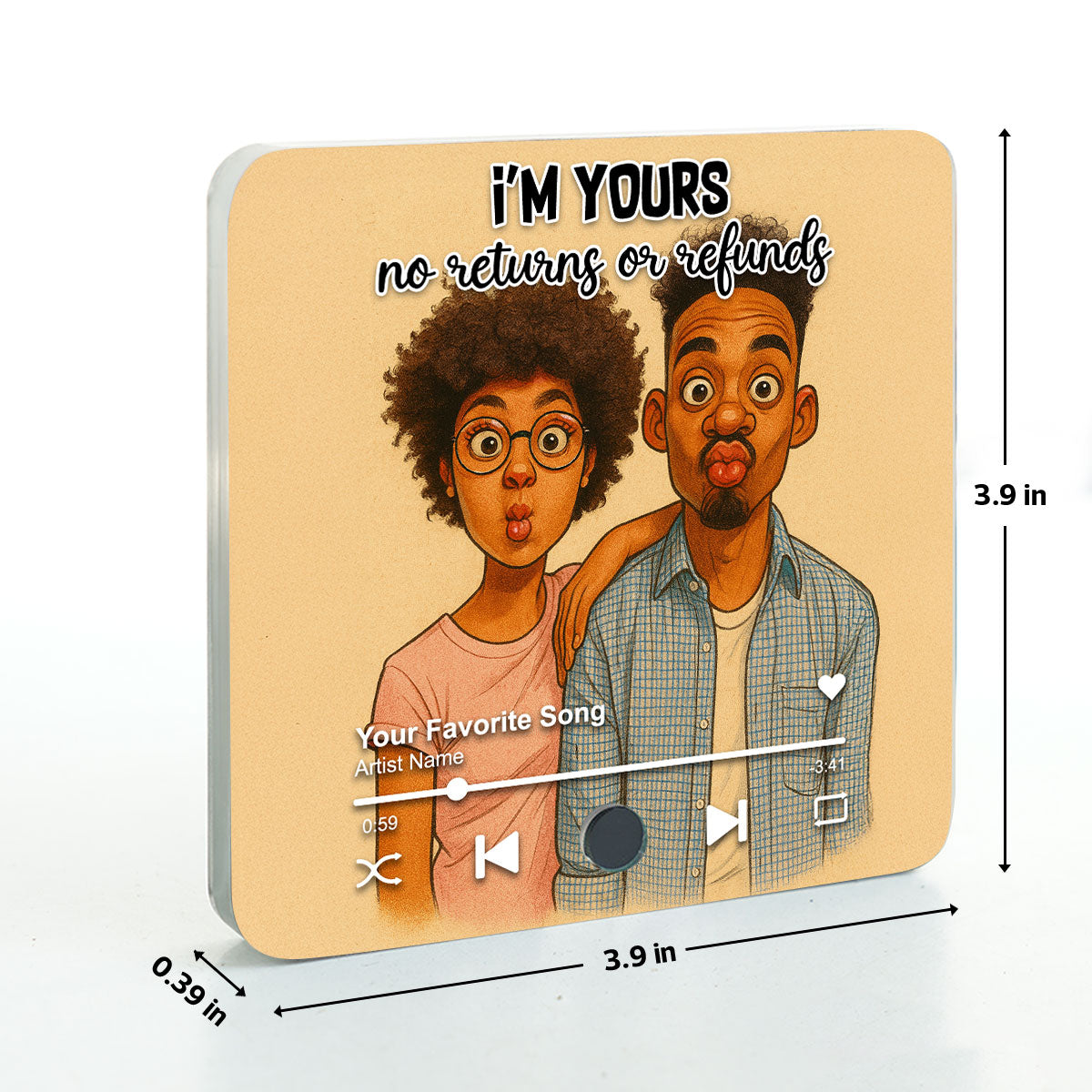 Caricature Couple Photo Personalized Music Fridge Magnet, Anniversary, Birthday, Just Because Gift for him, Gift for her