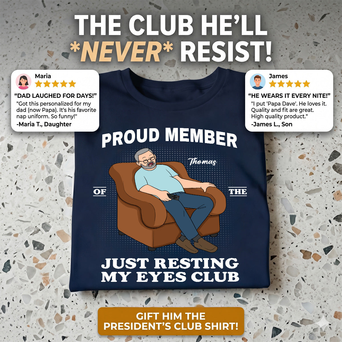 Proud Member Of Just Resting My Eyes Club - Personalized Shirt - Funny Father's Day Gift For Husband, Dad
