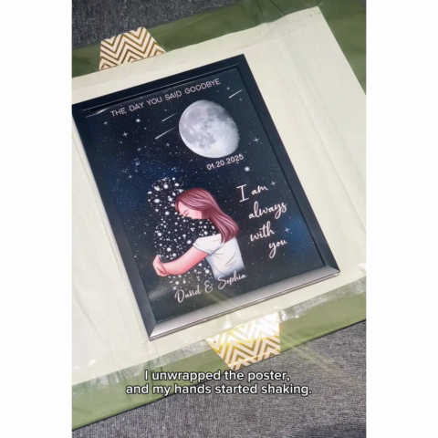 The Day You Said Goodbye Woman With Lost Loved One Memorial Moon Phase Personalized Poster