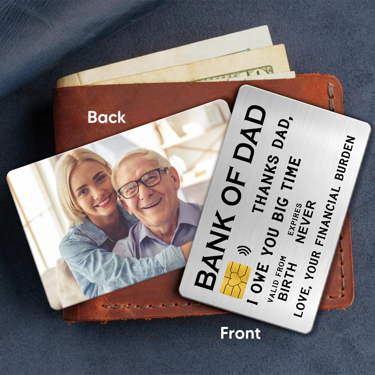 Bank Of Dad Custom Photo Funny Wallet Insert Personalized Metal Wallet Card
