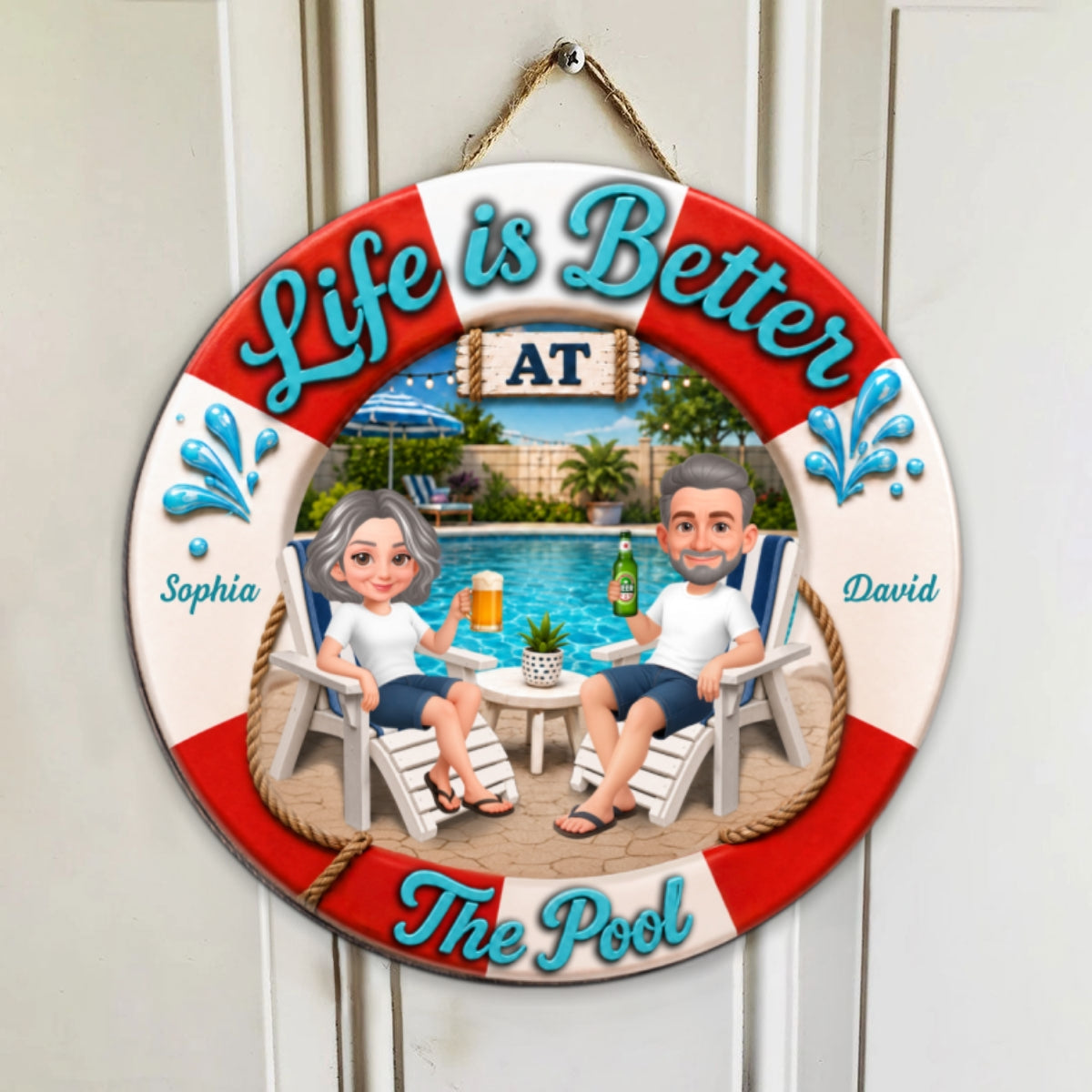 Life Is Better At The Pool 2D Flat - Personalized Wood Sign