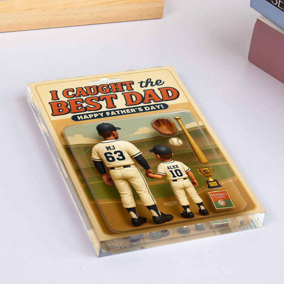 We Caught the Best Dad, Grandpa Baseball - Personalized Acrylic Block Plaque - Gift For Dad, Gift For Husband, Gift For Grandpa