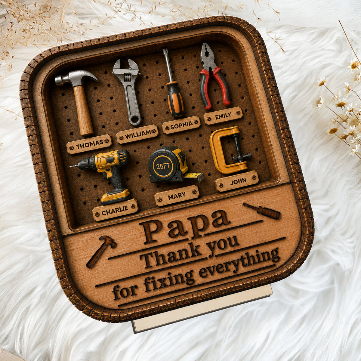 Dad Grandpa Tool Box - Personalized 2-Layered Wooden Plaque -  Gift For Dad, Husband