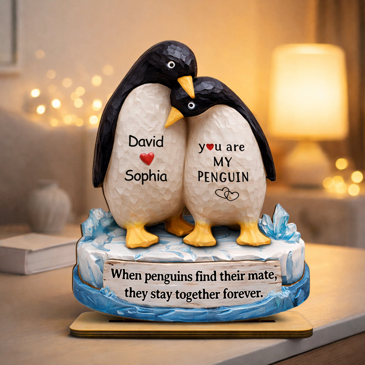 You Are My Penguin - Personalized 2-Layered Wooden Plaque - Sentimental Wedding Anniversary Gift, Gift for Him, for Her