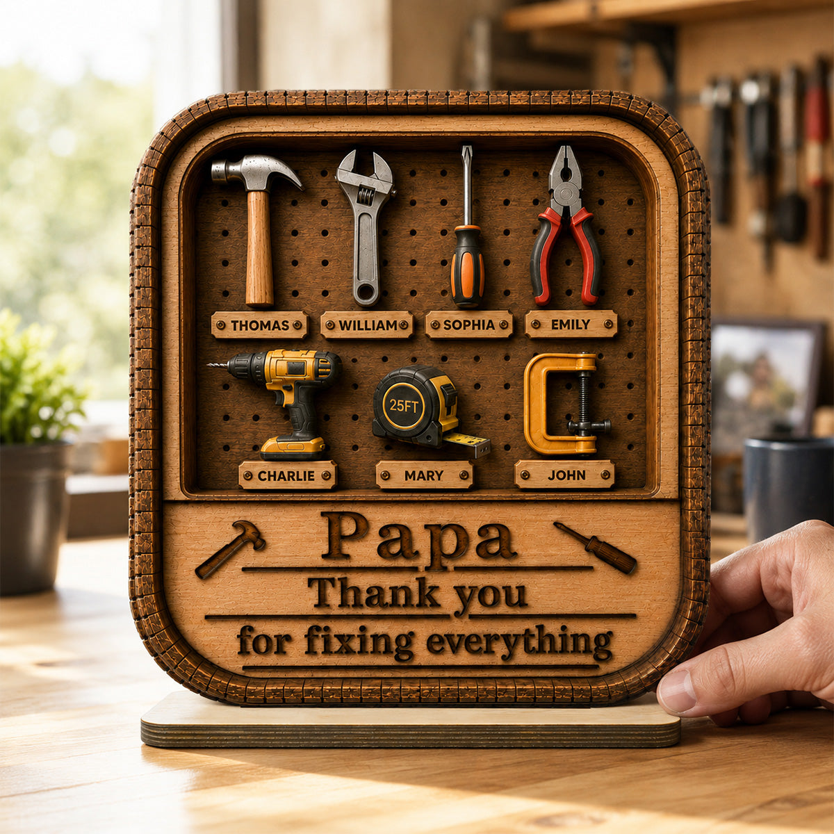 Dad Grandpa Tool Box - Personalized 2-Layered Wooden Plaque -  Gift For Dad, Husband