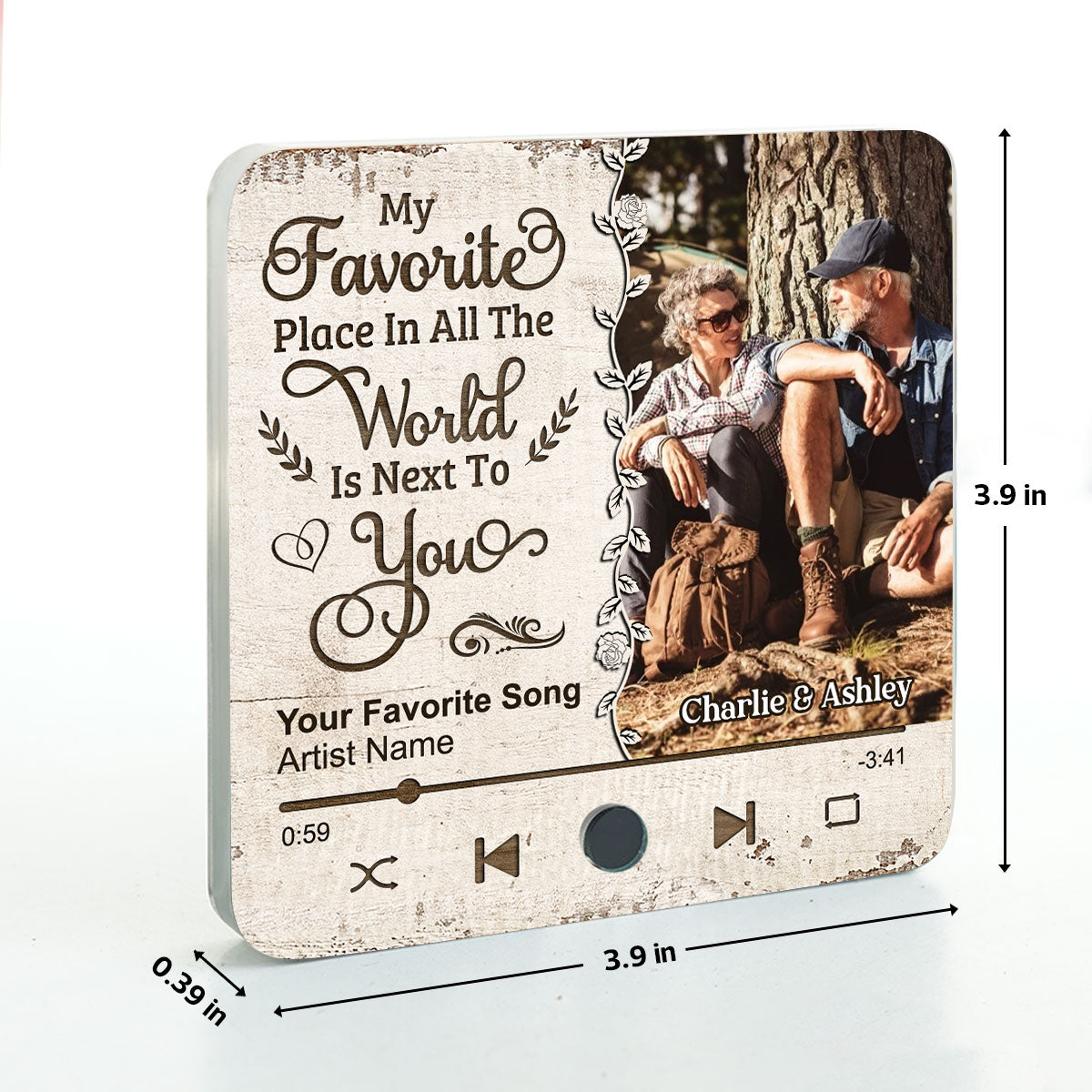 Favorite Place In The World Couple Custom Photo Personalized Music Fridge Magnet,  Gift For Him, For Her