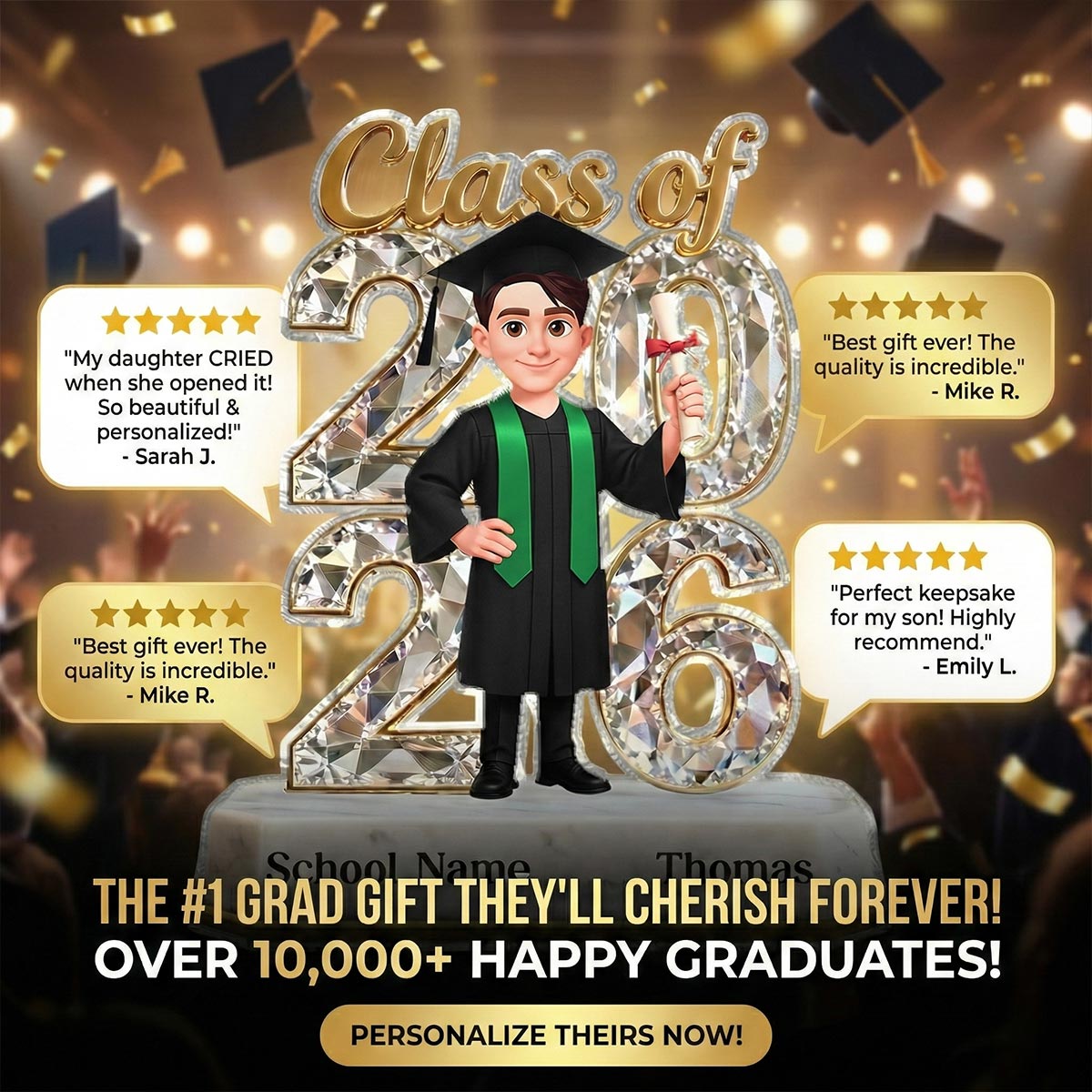 Senior Class Of 2026 2027 Graduate Keepsake 2D Flat - Personalized Acrylic Block Plaque - Graduation Gift For Daughter, Son