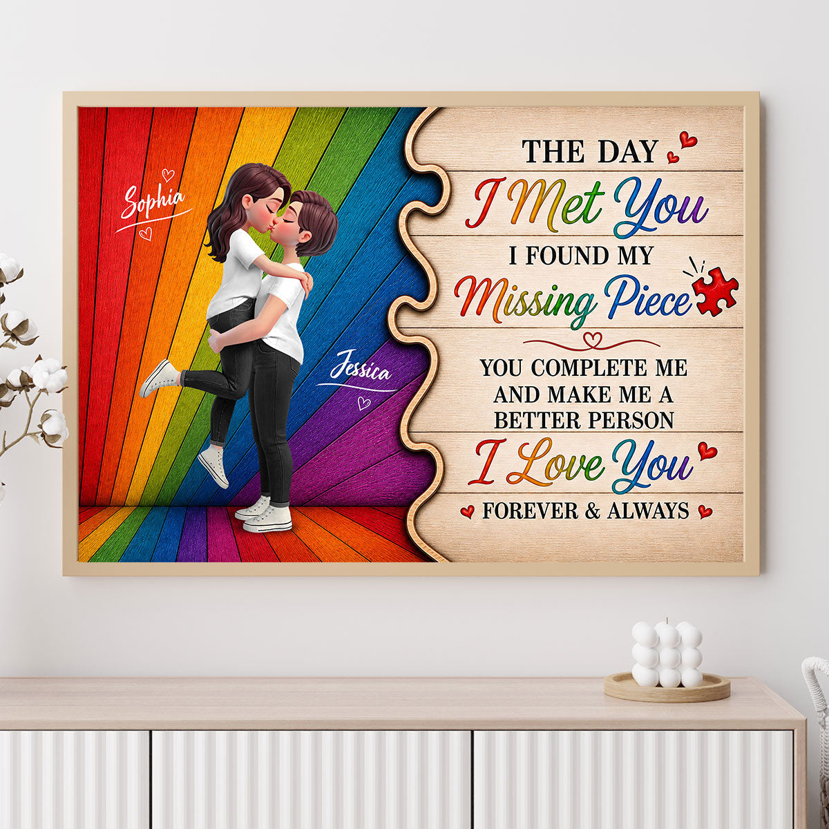 LGBT+ Couple You Are My Missing Piece - Personalized Poster - Gift For Couple, Happy Pride Month