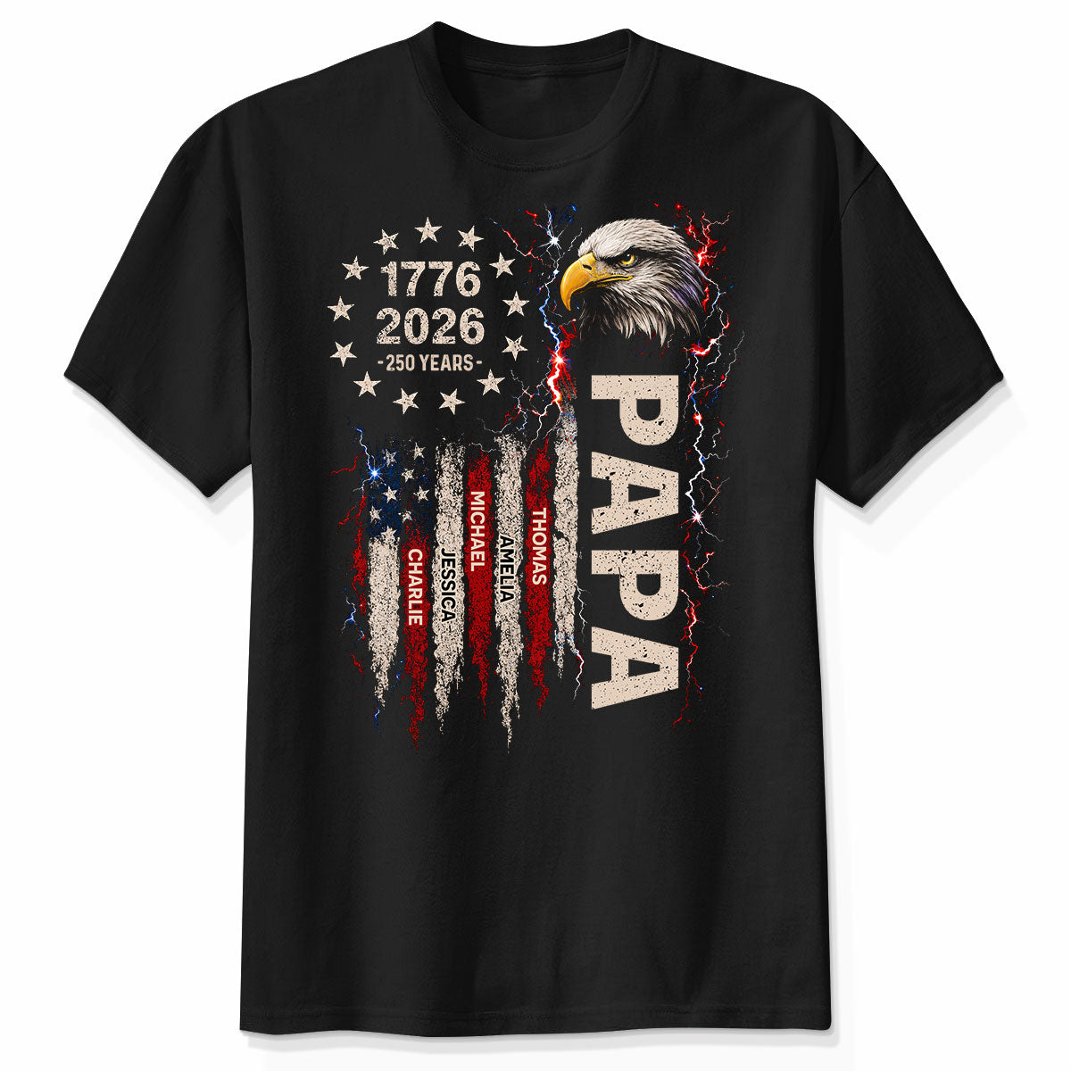 Patriotic Eagle Grandpa USA 250th Anniversary - Personalized Shirt - Father's Day Gift for Dad, Grandpa, Husband