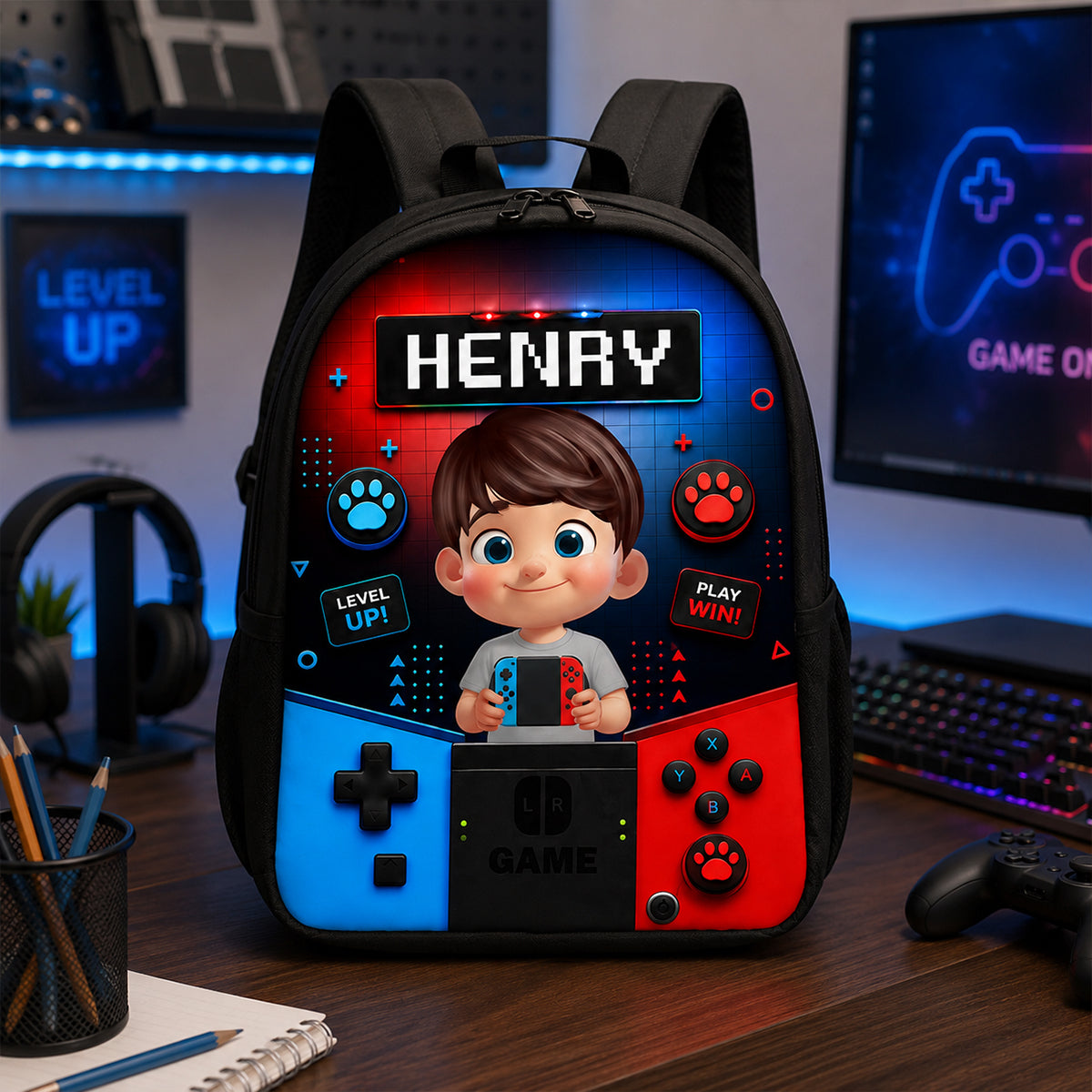 Gamer Boys Girls - Personalized Backpack - Back to School Backpack for Kids