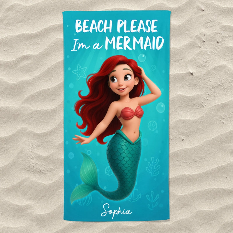 Beach Please I'm A Mermaid Personalized Beach Towel, Summer Gift for her, Besties Beach Trip