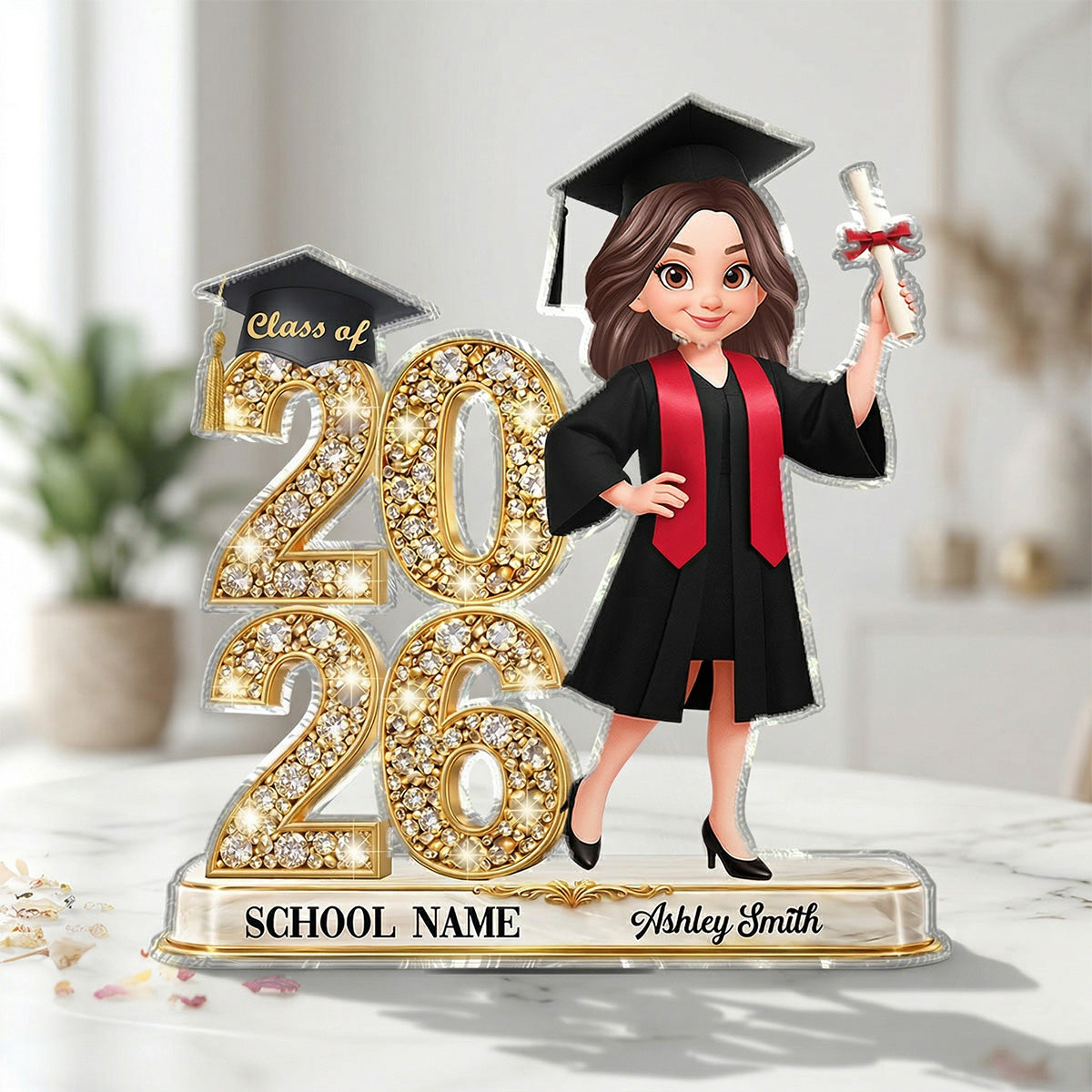 Class Of Year Graduation Behind You All Your Dream - Personalized Acrylic Block Plaque - Graduation Gift For Graduates, Daughter, Son