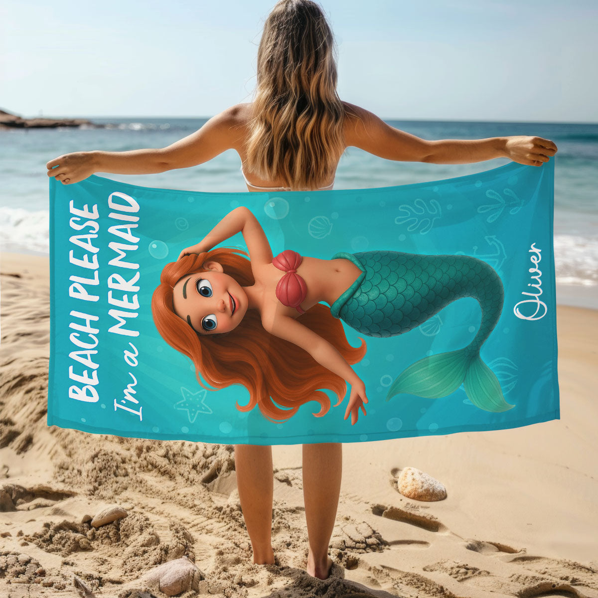 Beach Please I'm A Mermaid Personalized Beach Towel, Summer Gift for her, Besties Beach Trip