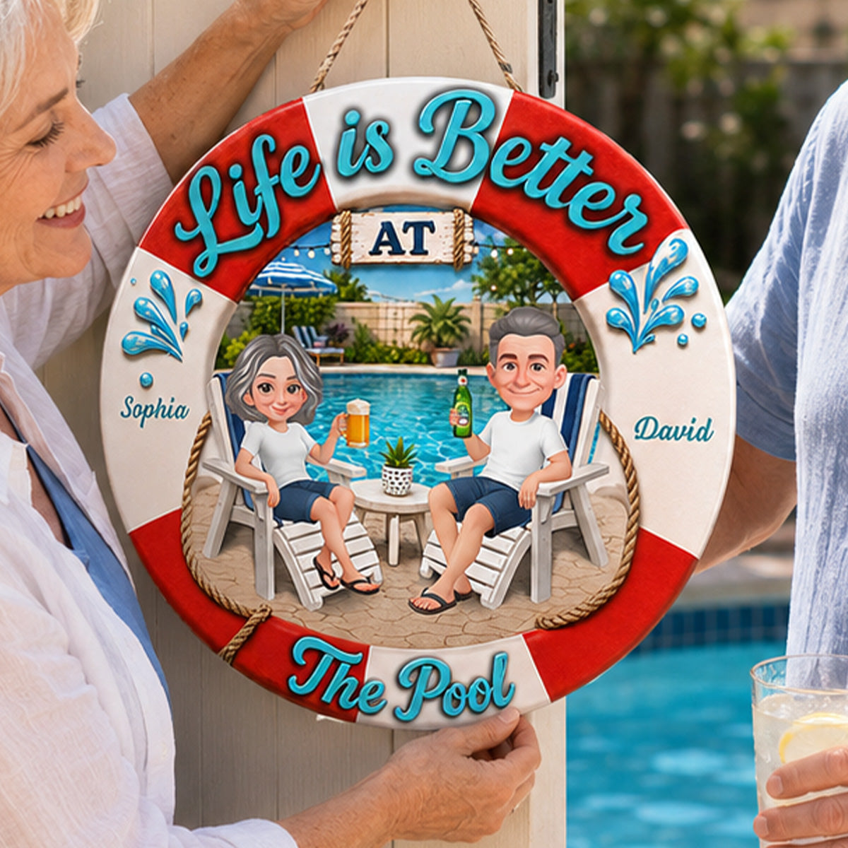 Life Is Better At The Pool 2D Flat - Personalized Wood Sign