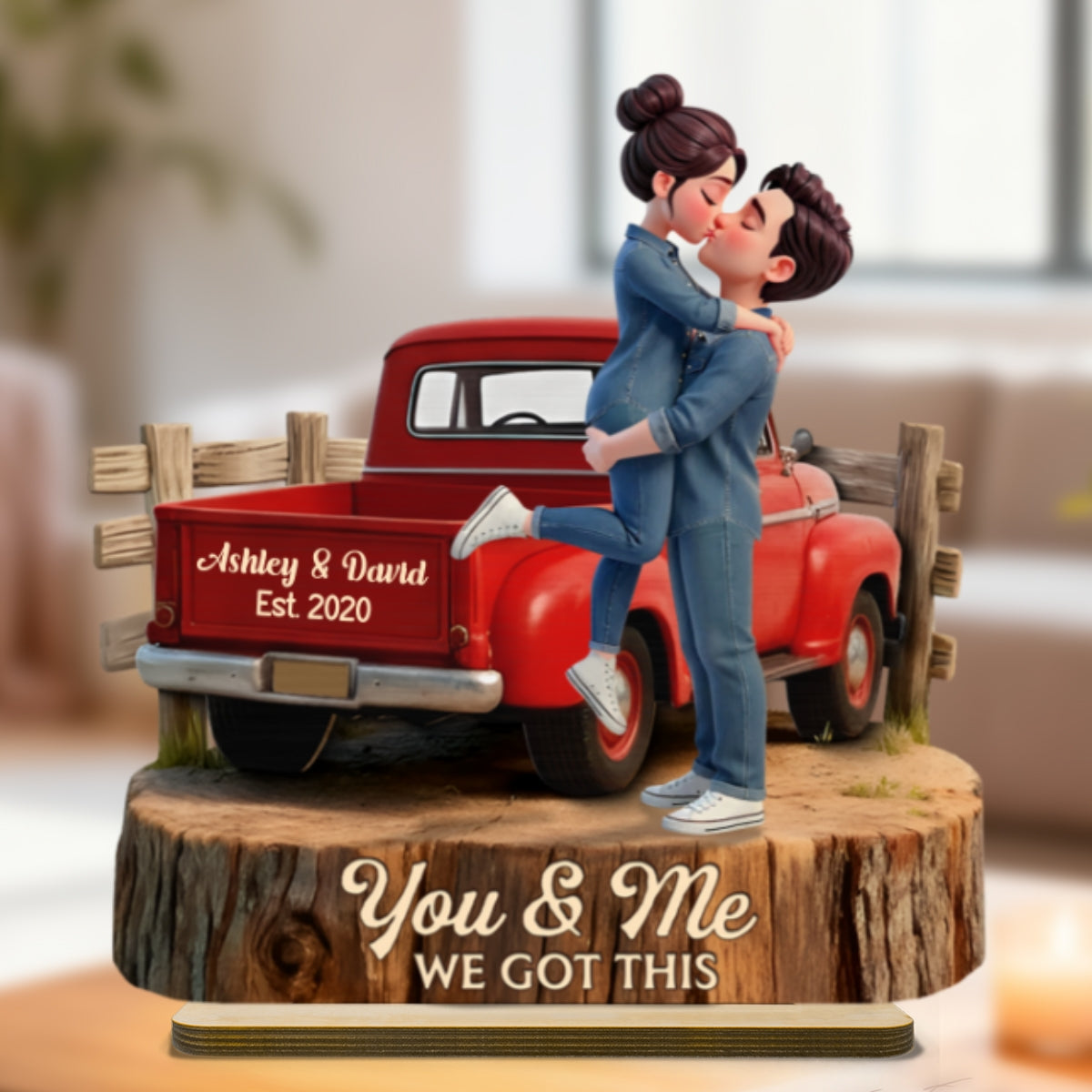 Romantic Couple Pickup Truck You & Me We Got This - Personalized 2-Layered Wooden Plaque - Anniversary Gift, Wedding Gift For Couple, Farmhouse Decor