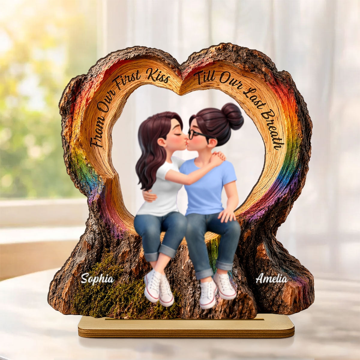 From Our First Kiss Till Our Last Breath LGBT+ Couple - Personalized 2-Layered Wooden Plaque - Gift For Couple, Happy Pride Month