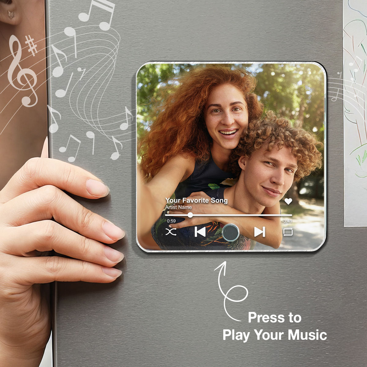 Custom Photo Music Box - Personalized Music Magnet - Anniversary Gifts, Valentine's Day Gift for her, for him